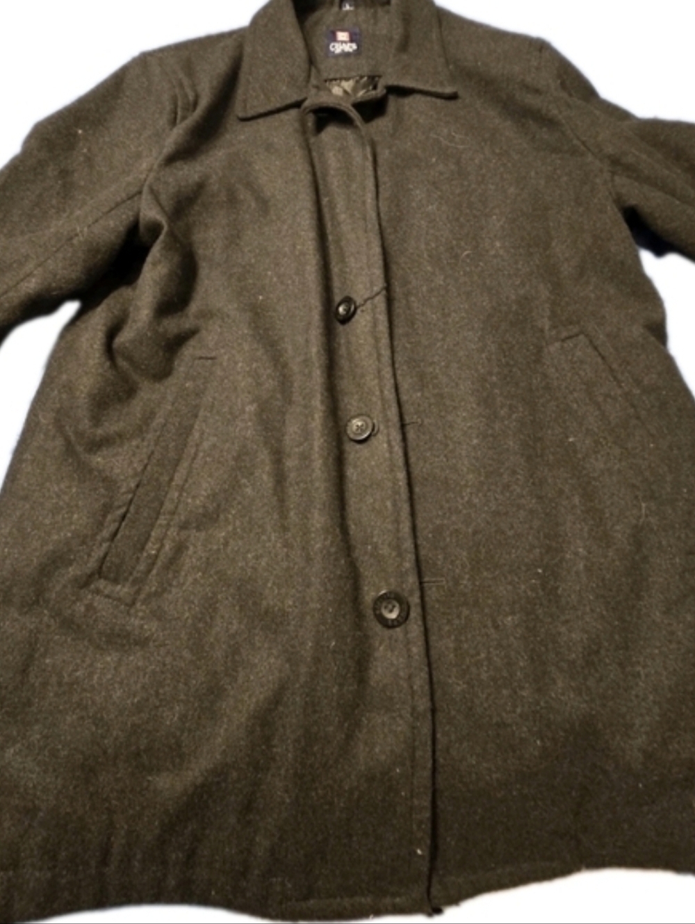 Chaps Mens Wool Blend Coat Jacket Black Button Front L Classic